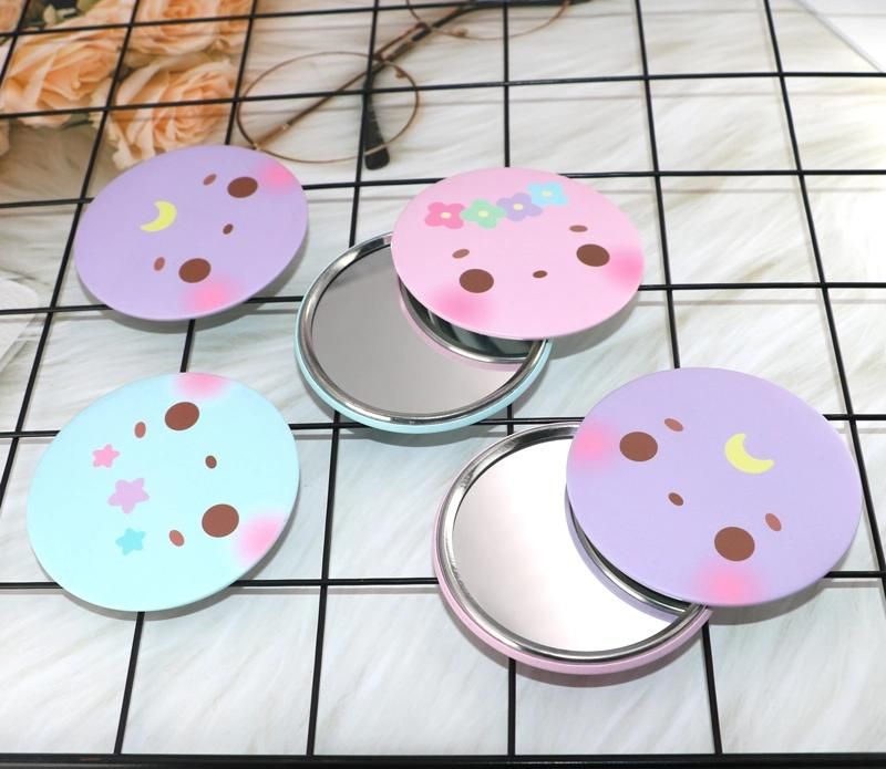 Custom Print Logo Cute Tinplate Pocket Round Mini Mirror for Makeup Small Vanity Mirror