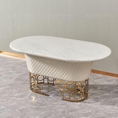 Modern Home Furniture Gold Stainless Steel Marble Dining Table