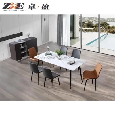 2022 New Rectangular Italian Sintered Stone Plate Top and Metal Leg Dining Table Set