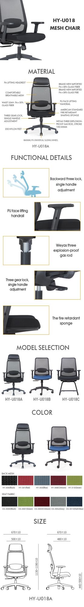 Ergonomic Office Swivel Executive Mesh Chairs with Headrest