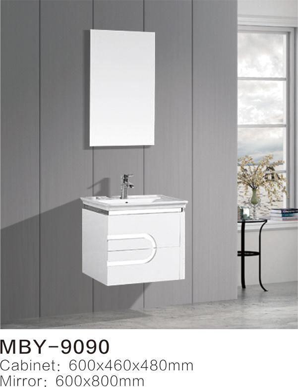 White Wall Mounted LED Mirror PVC Bathroom Cabinet From Factory