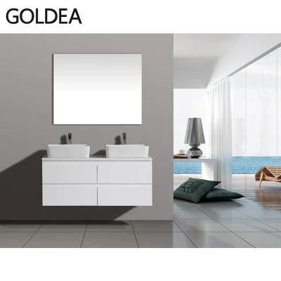 High Gloss White PU Painting Bathroom Cabinet Double Sink Bathroom Vanity