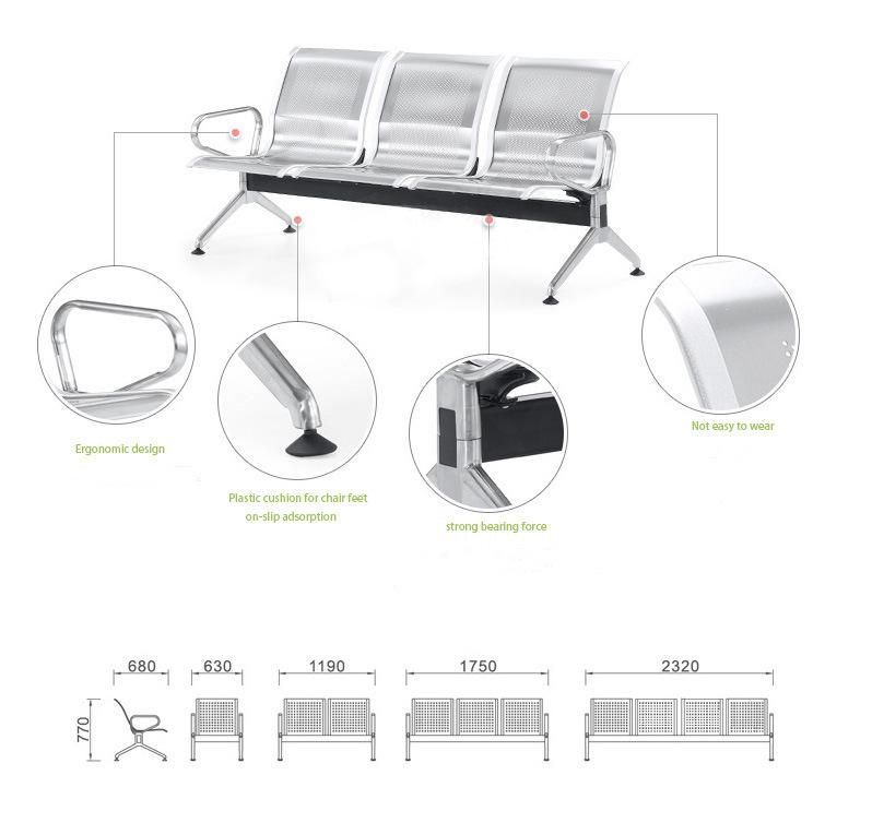 Durable Hospital Public Metal Waiting Chair