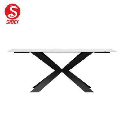 Factory Hot Sale Modern Stainless Steel Home Furniture Marble Dining Table