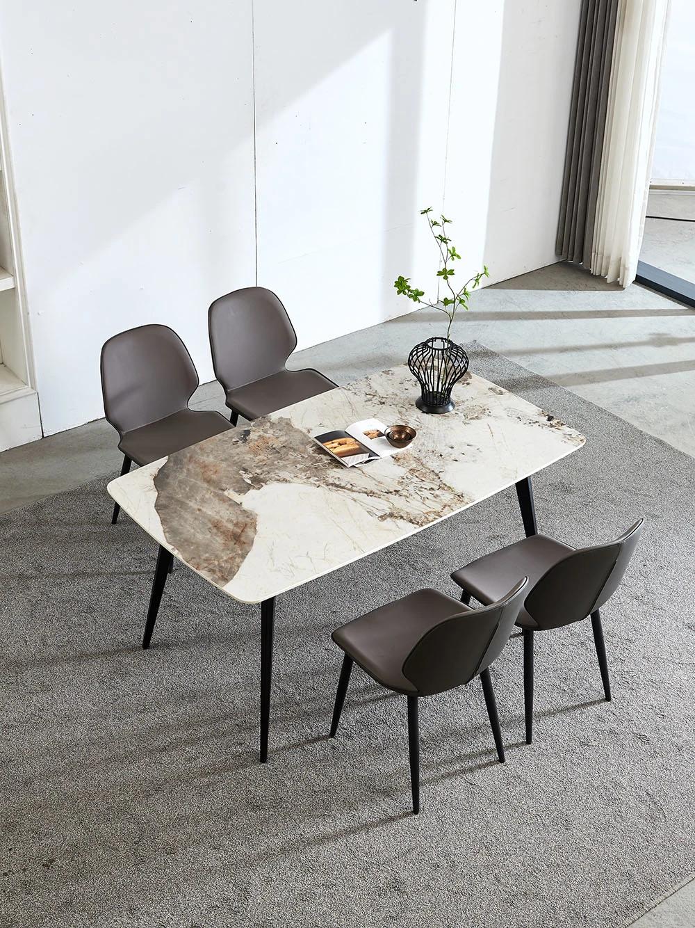 Hot Sale Carbon Steel Legs White Marble Office Table