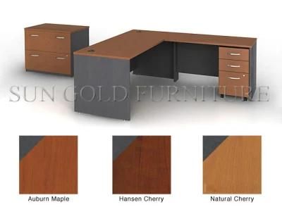 Cheap Popular L Shape Office Desk with Moving Cabinet (SZ-OD076)