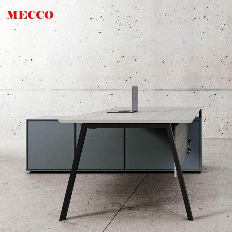Mecco MFC L-Shaped Office Desk Side Table Wooden Office Boss Desk