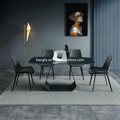 Modern Contemporary Hotel Furniture Metal Marble Rectangle Dining Table