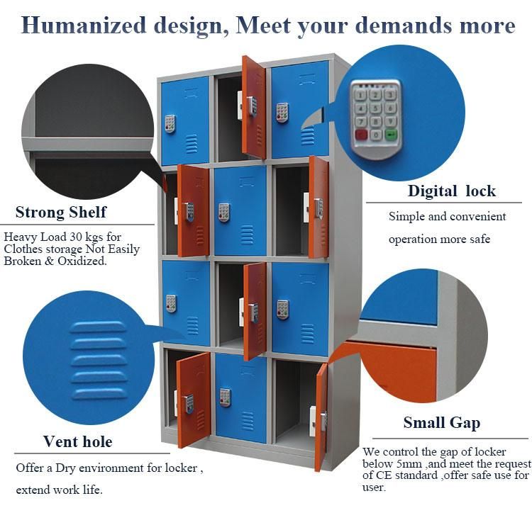 Modern Bathroom Steel 12 Doors Code Lock Compartment Schoenenkast Locker Organizer with Wholesale Price