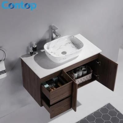 Hot Sale New Design Wooden Bathroom Cabinet Furniture Ceramic Basin Vanity Combo