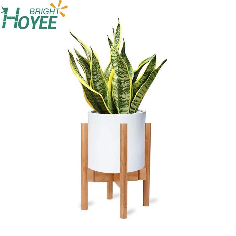 Modern Adjustable Bamboo Flower Pot Wood Plant Stand