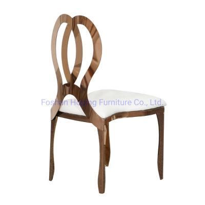 Rose Gold X Back stainless Steel Dining Furniture Party Chair Rentals Bride and Groom Chair