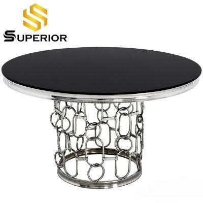 Dining Room Furniture Round Black MDF Wood Top Dinner Table