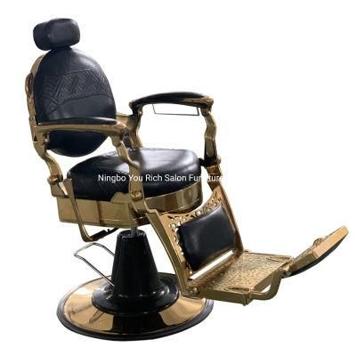 Wholesale Modern Salon Barber Chair Haircuting Chair Cheap Price Black and Gold Barber Chair