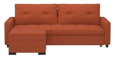 Chinese Wholesale Factory Price Orange Living Room Fabric Double Seater Sofa with Pedal