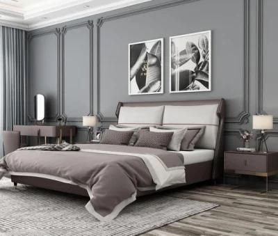 Modern European Style Bed Room Furniture Leather Double Wall Bed