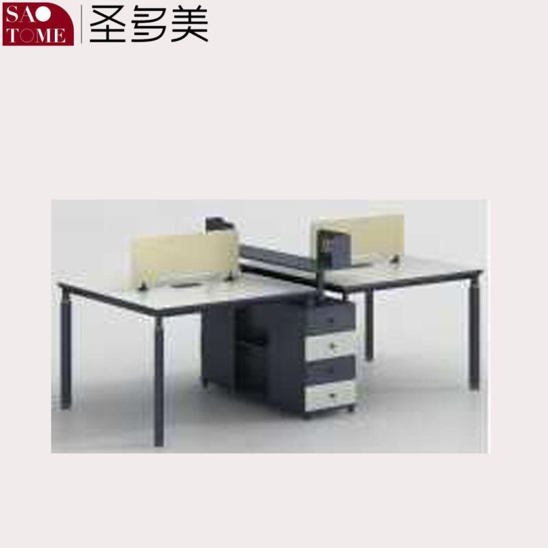 Modern Office Furniture Desk for Two People with Screen Clip and File Rack Work Table