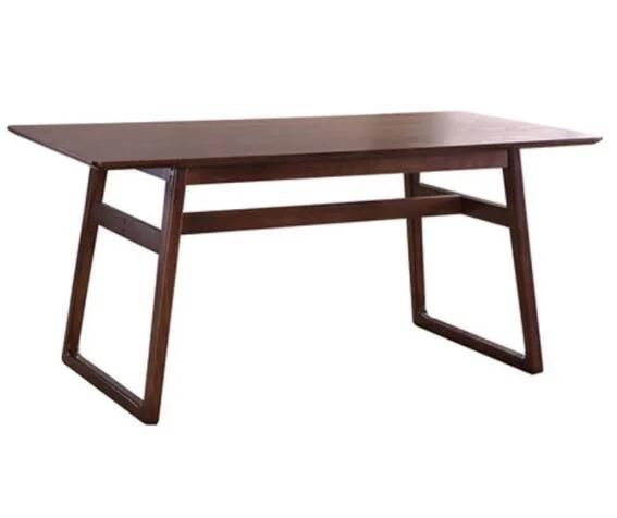 Hot Sales Modern Solid Wood Imported Rubber Wood Natural Color Wooden Dining Table