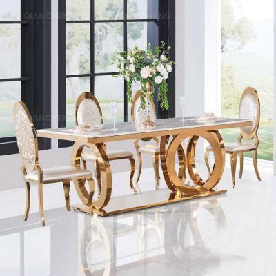 Modern Home Furniture Stainless Steel Frame 10 Seater Marble Dining Tables