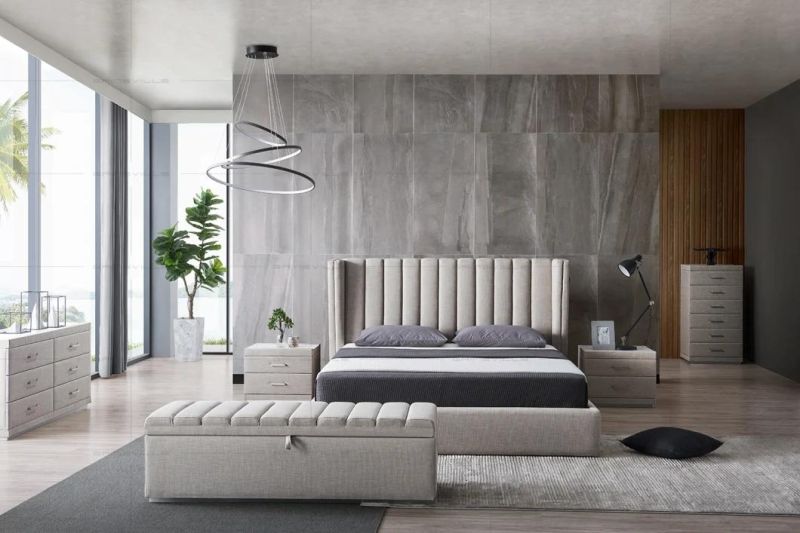 Home Use Latest Design Modern Grey Bed Furniture Bedroom Sets King Size Bedroom