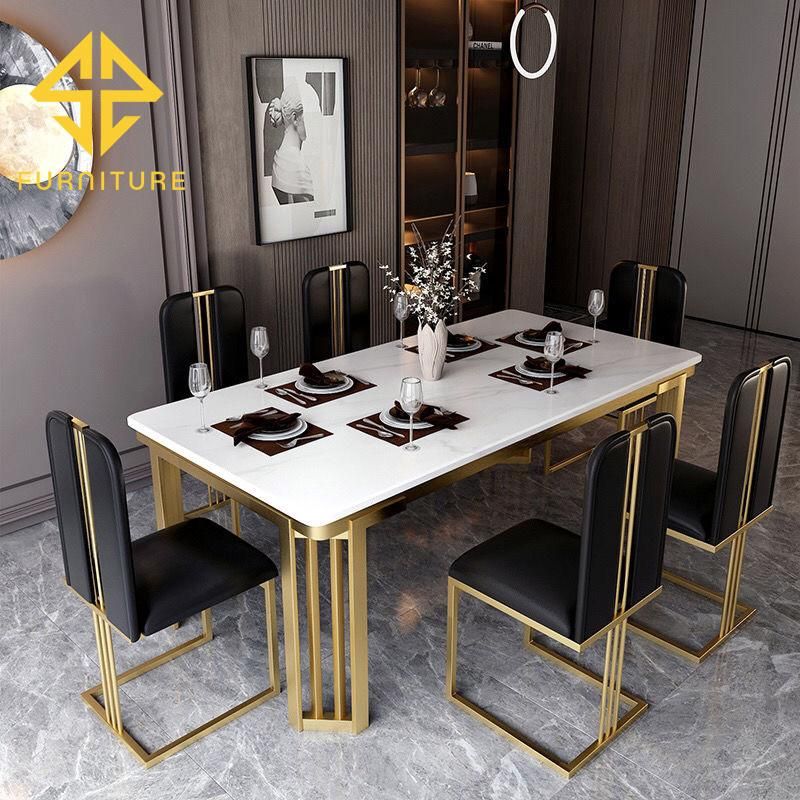 Sawa Luxury Gold Stainless Steel Banquet Table and Chair Set