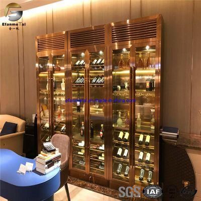 Ef902 Good Quality Private Customized Office Furniture Mirror Finishing Thermostatic with Lighting Stainless Steel Wine Cracks