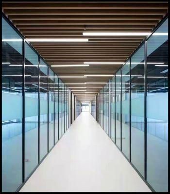 Modern Office Clean Double Single Glass Partition Wall Aluminium Frame Soundproof Dismountable Office Glass Partition