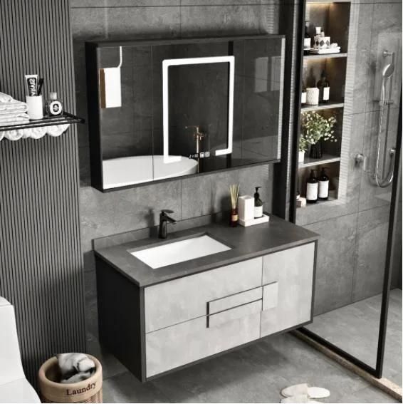 Designer Custom Light Luxury Modern Simple Rock Board Bathroom Cabinet Combination Toilet Hand Wash Face Wash Face Wash Basin Cabinet Cabinet