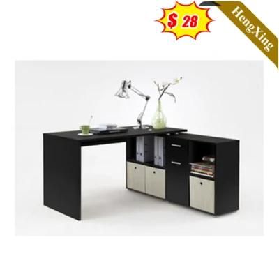 Modern New Style Dark Black Color Office School Furniture Wooden Storage Computer Table with Drawers