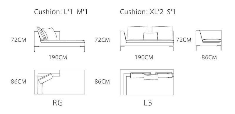 Zhida High-End Modern Home Furniture Living Room Furniture Reception Solid Wood Leg Fabric L Shape Sectional Sofa for Villa Project