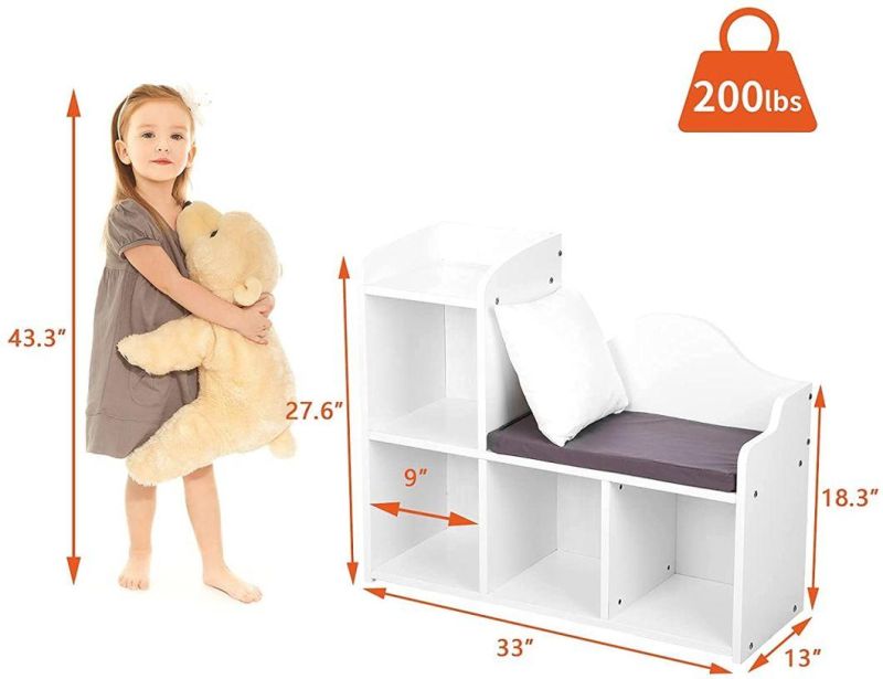 Kids Bookshelf with Cushion Reading Nook