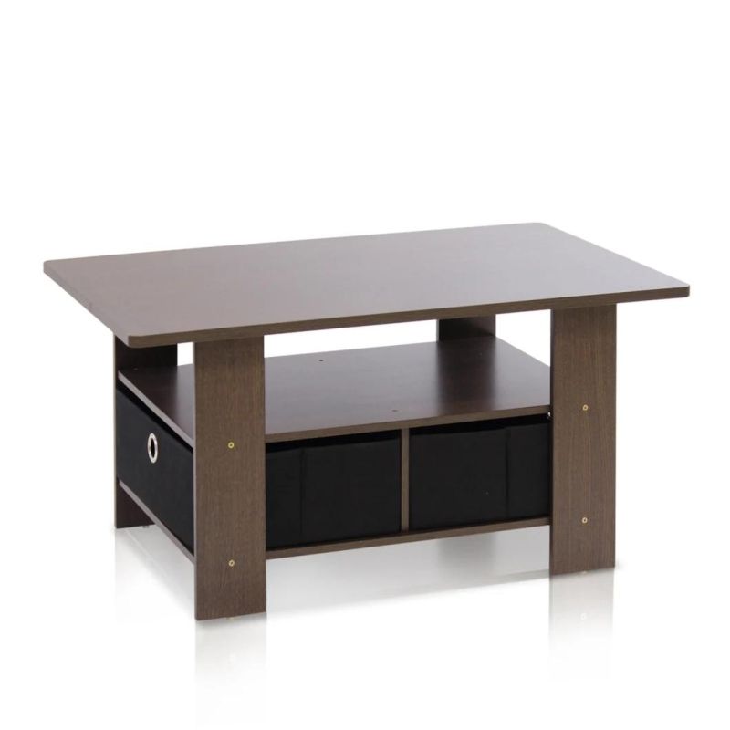 Coffee Table with Bucket Dark Brown/Black