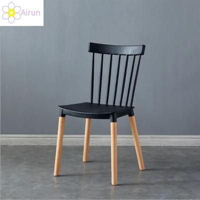 Modern Style Wooden Legs Cafe Restaurant Windsor Gray Plastic Dining Room Chairs for Sale