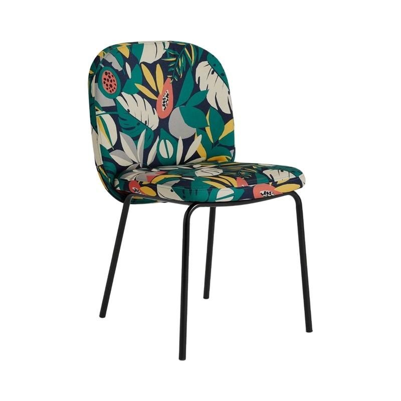 New Design Coffee Hotel Banquet Furniture Modern Flower Fabric Soft Dining Chair
