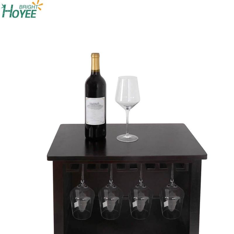 Black MDF Wine Rack 20 Bottles with Wooden Skin