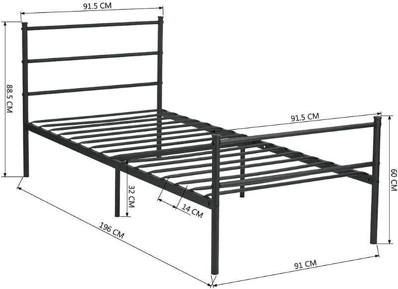 Children School Bedroom Furniture Single Size Iron Bed