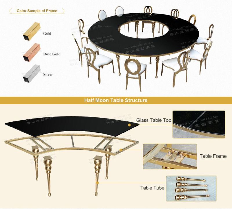 Hyc-St40 Foshan Furniture Stainless Steel Round Table and Dining Chair for Sale