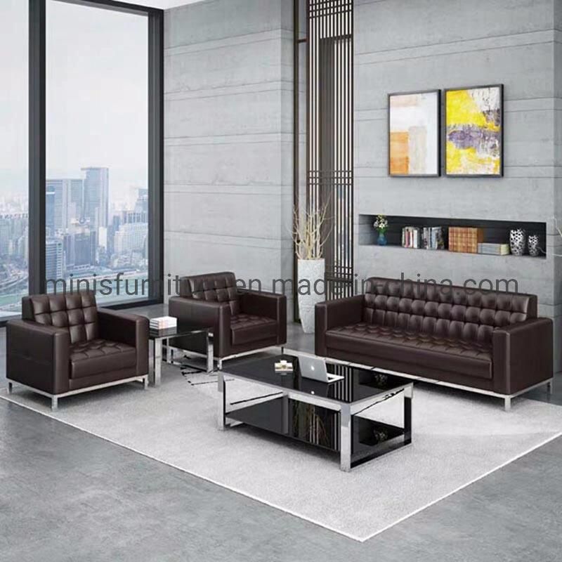 (M-SF23) Chinese Foshan Lounge/Office Furniture Modern Simple Leather Sofa Set