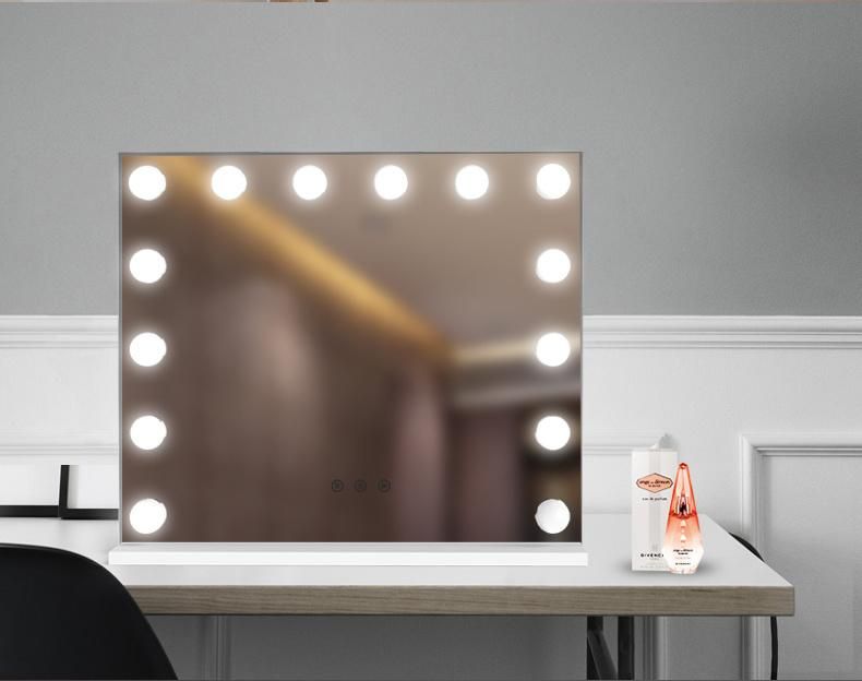 High Definition Desktop LED Bathroom Mirror Hollywood Mirror with Lighted Bulbs