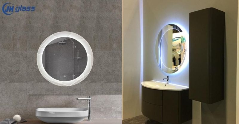 Modern Wall Mounted Makeup Mirror LED Bathroom Mirror Round Frameless Fogless Bathroom Mirror Smart Vanity Lighted Mirror