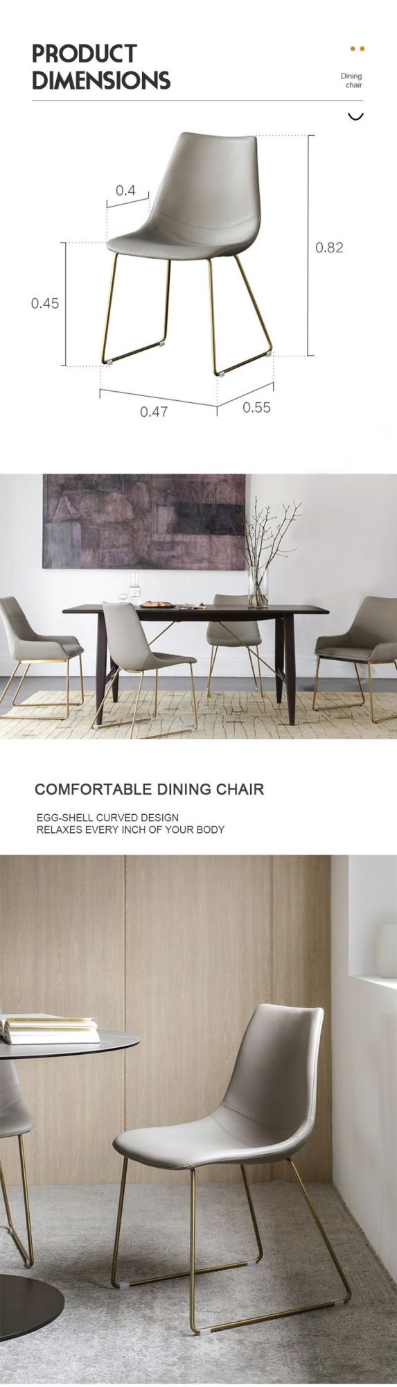 Custom Comfortable Industrial Leather Furniture Dining Room Chairs