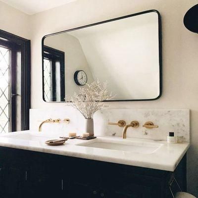 Horizontal or Vertical Wall Mounted Metal Black Framed Mirror Rectangle Mirror with Beautiful Metal Frame for Bathroom and Living Room