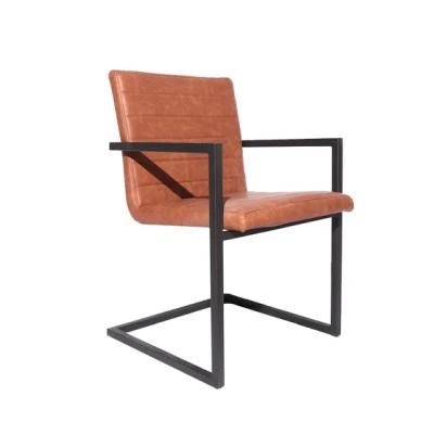 High Quality Industrial Style Modern PU Leather Metal Seat Dining Chair