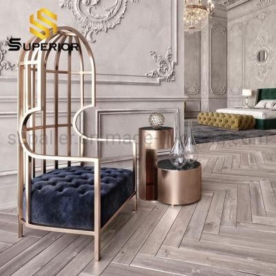Luxury Event Furniture Gold Metal Frame Royal Fabric Sofa