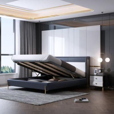 Modern Design Storage Leather Double King Size Upholstered Beds for Bedroom Furniture Set