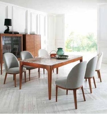 New Design Solid Wood Dining Table with Marble Top