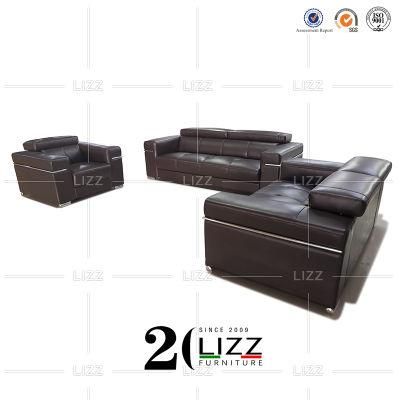 Nordic Classic Style Commercial Home Furniture Modern Living Room Metal Feet Genuine Leather Sofa