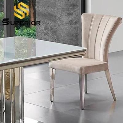 Modern Simple Danish Popular Stainless Steel Restaurant Tufted Dinner Chair