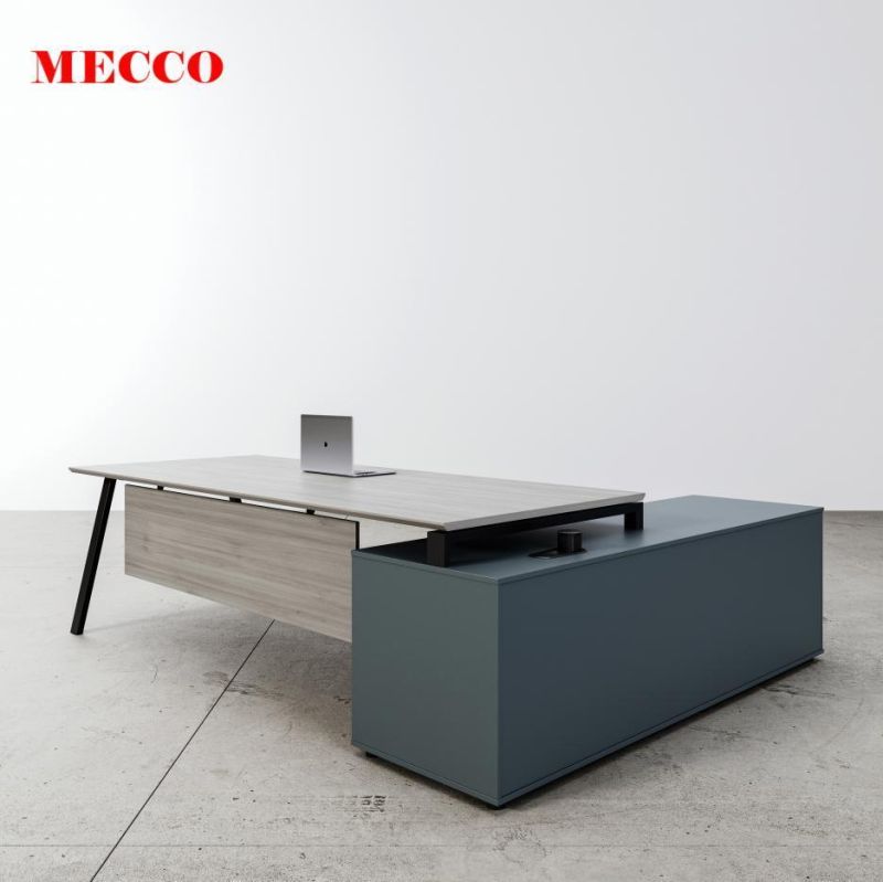 Mecco MFC L-Shaped Office Desk Side Table Wooden Office Boss Desk