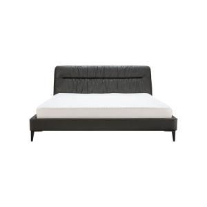 Modern French New Leather Panel Bed with Mattress